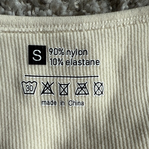 Cream Ribbed Square Neck Top - Picture 2 of 3